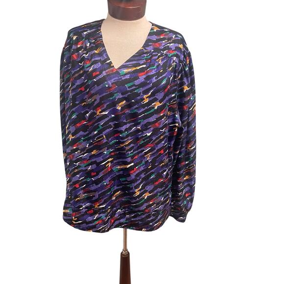 VTG Givenchy Colorful Abstract Blouse Size 42 or 14 US Made In Germany Relaxed - Picture 1 of 5